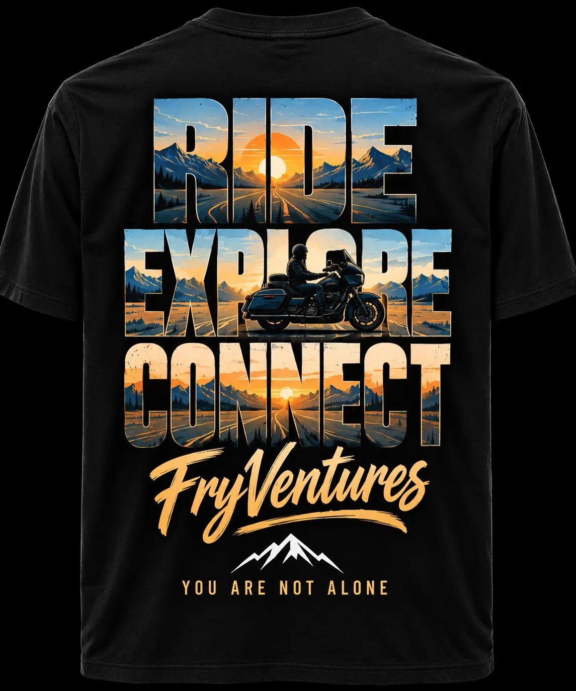 Approved FryVentures Ride Explore Connect word mark shirt